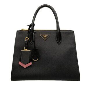Auth PRADA Paradigm - Black Saffiano Leather City Calf Leather Handbag